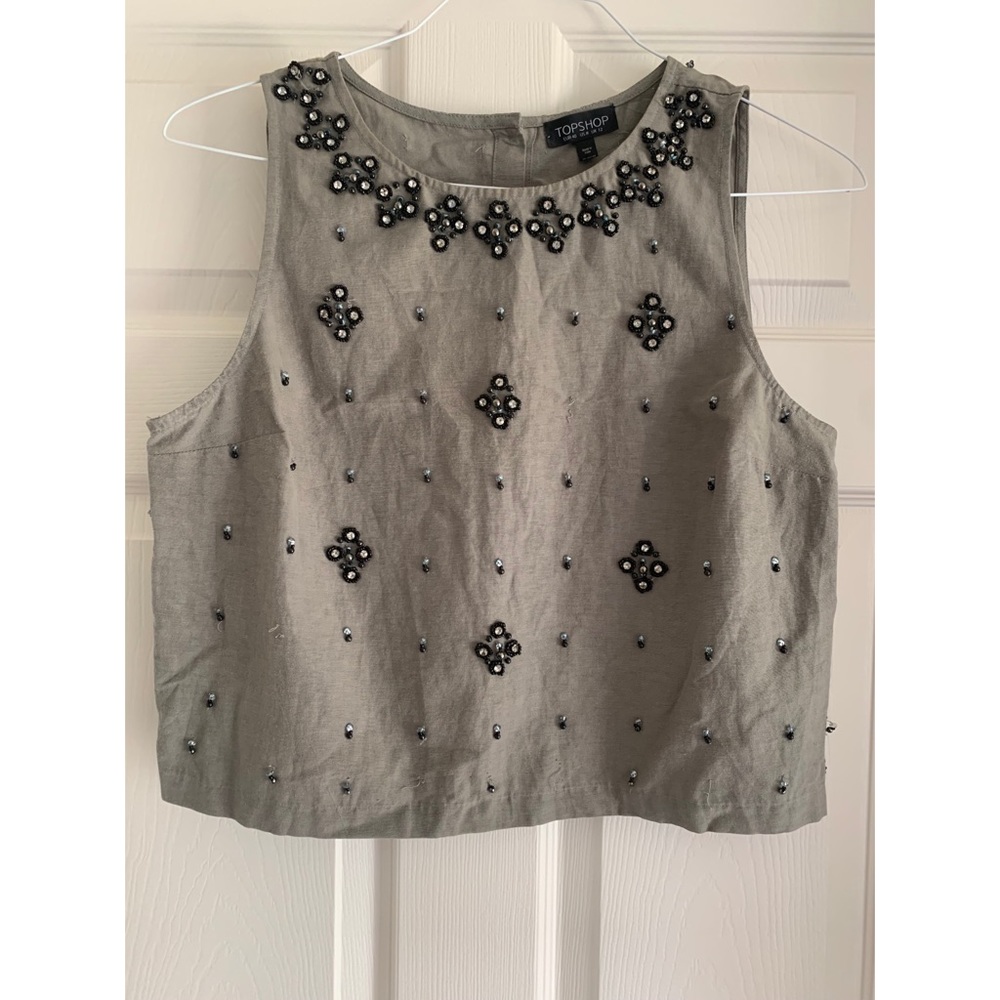 Topshop Jeweled Crop Top